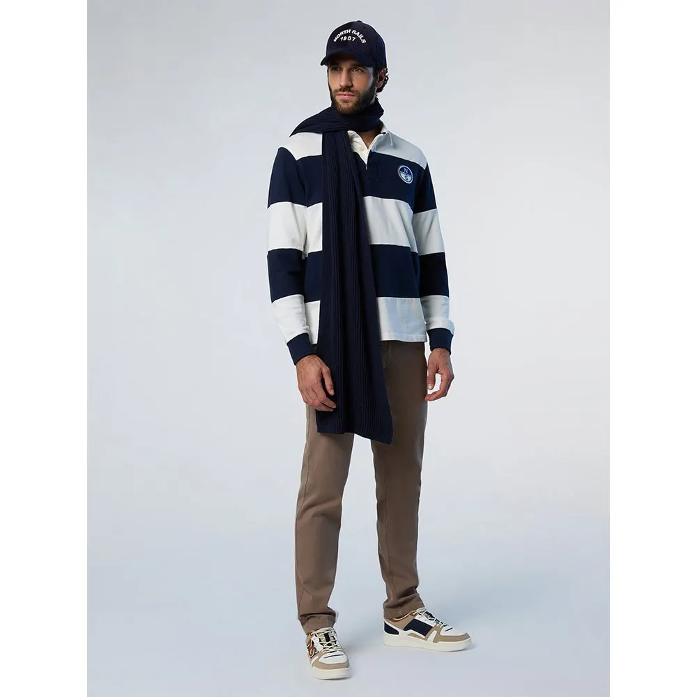 Купить North sails 692338-C001-S Поло с длинным рукавомным рукавом Logo Белая Navy Blue / Marshmallow S 7ft.ru в интернет магазине Семь Футов