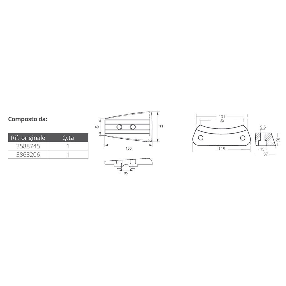 Купить Tecnoseal 2640132 Volvo DPH Алюминиевый анод Бесцветный Silver 7ft.ru в интернет магазине Семь Футов