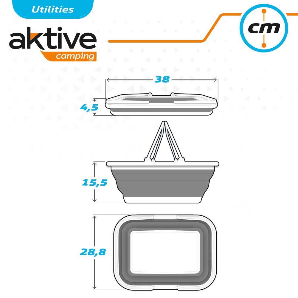 Купить Aktive 52986 Складная корзина 8.5L  Grey / White 38 x 28.8 x 15.5 cm 7ft.ru в интернет магазине Семь Футов