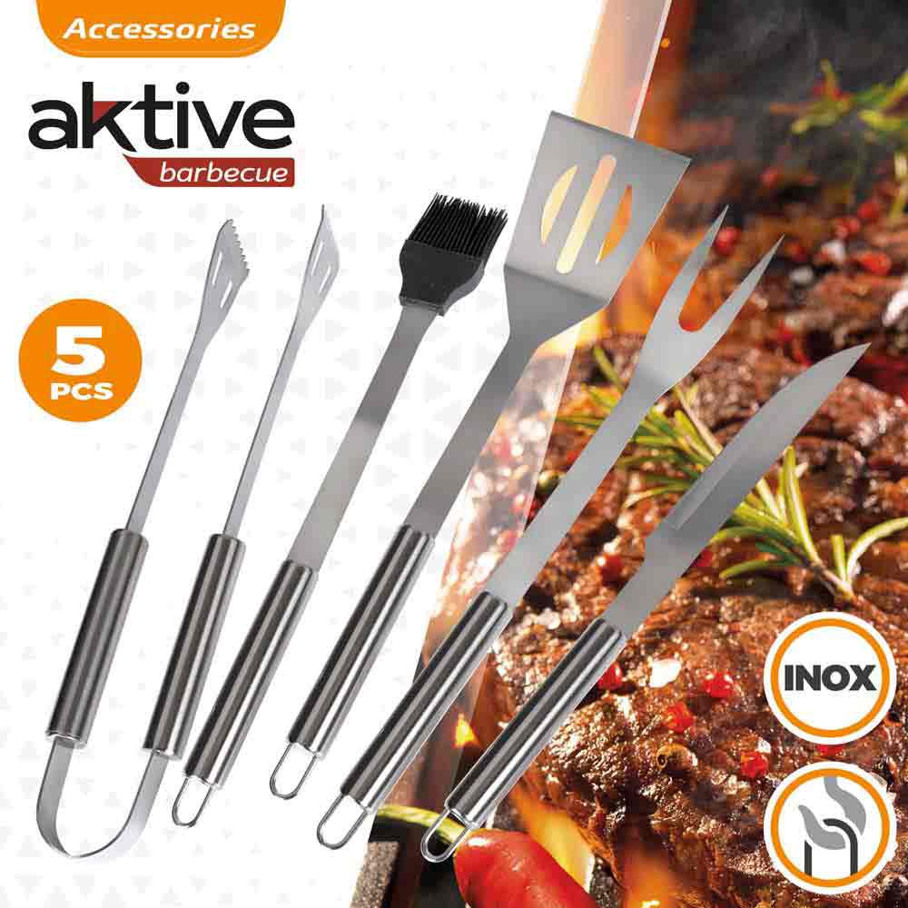 Купить Aktive 52981 случай 5 Посуда для барбекю Black / Silver 7ft.ru в интернет магазине Семь Футов