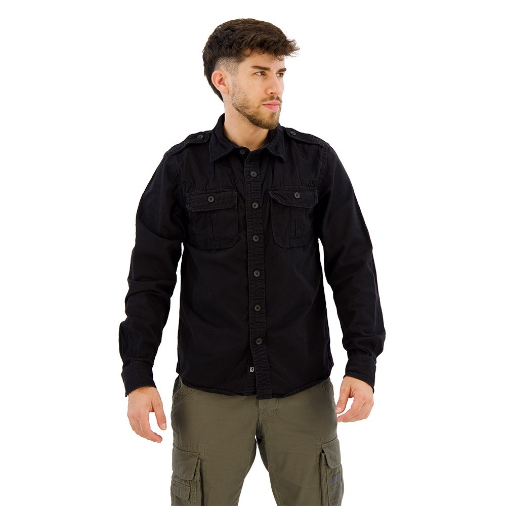 Купить Brandit 9373-2-M Рубашка с длинным рукавом Vintage Черный Black M 7ft.ru в интернет магазине Семь Футов