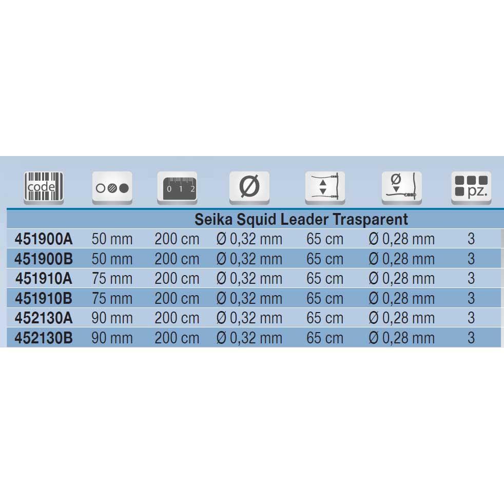 Купить Seika 451910A Squid Leader Trasparent 75 Mm Многоцветный 0A 7ft.ru в интернет магазине Семь Футов