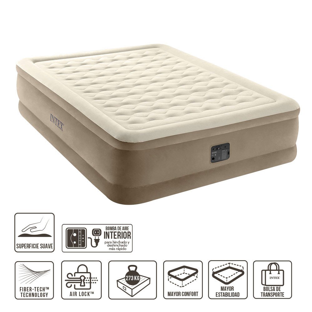 Купить Intex 64428 Ultra Plush Надувная кровать размера queen-size  Beige 7ft.ru в интернет магазине Семь Футов