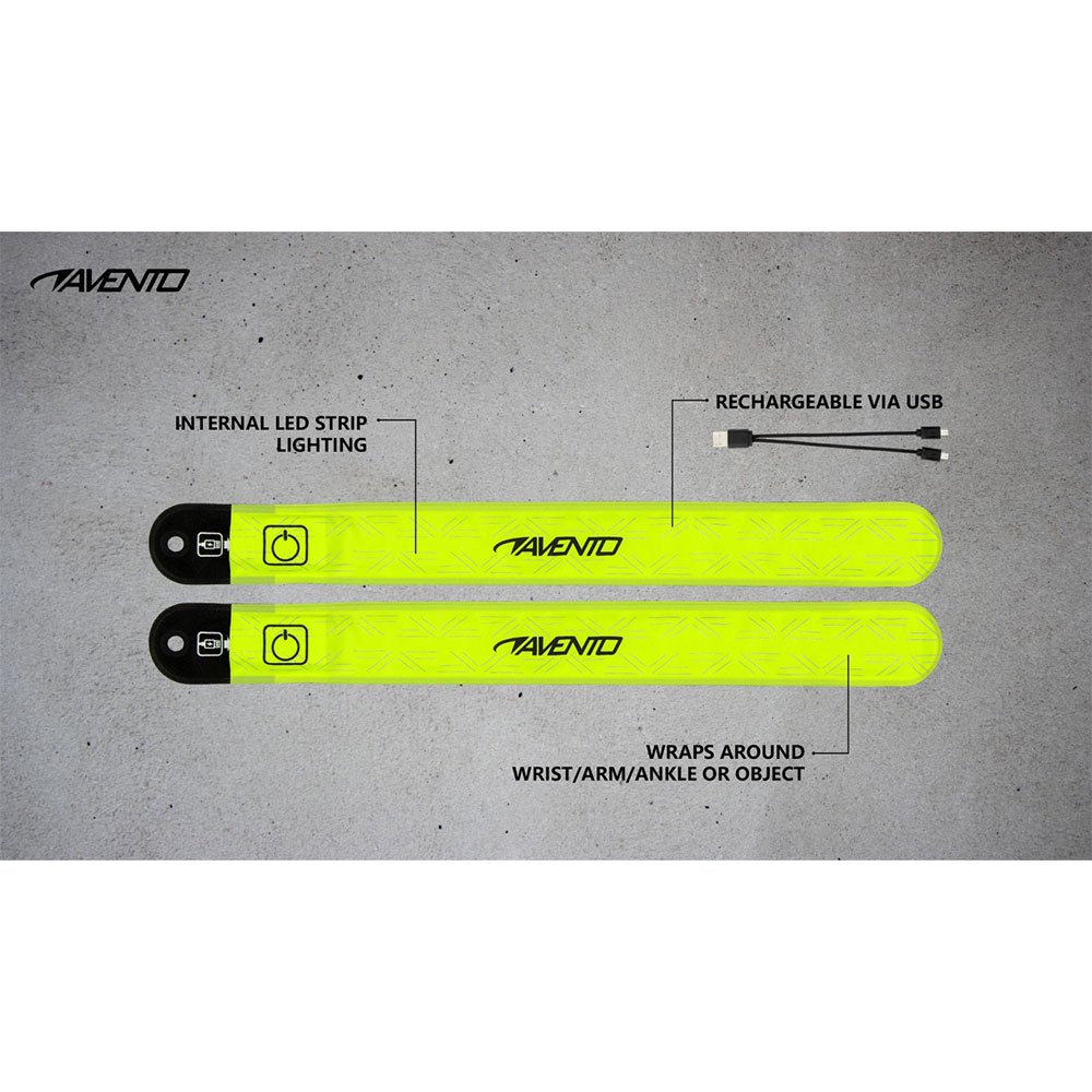 Купить Avento 44RD-FGZ-Uni Slap-On Rechargeable LED Беговая повязка 2 Единицы Fluorescent Yellow / Silver Grey 7ft.ru в интернет магазине Семь Футов