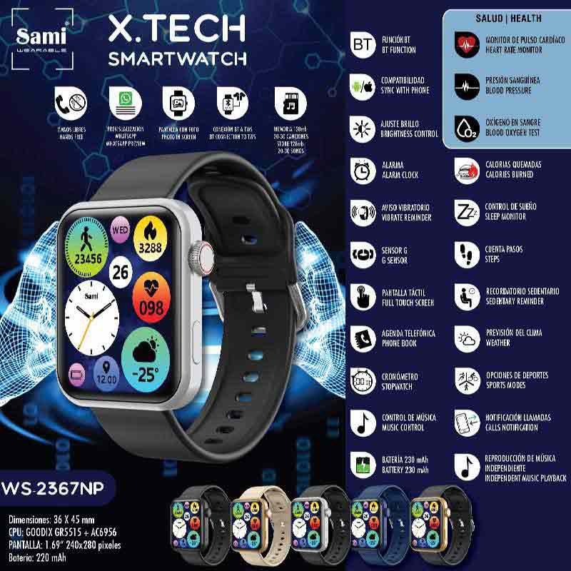 Купить Sami WS2367NP Смарт-часы Xtech Черный  Silver / Black 7ft.ru в интернет магазине Семь Футов