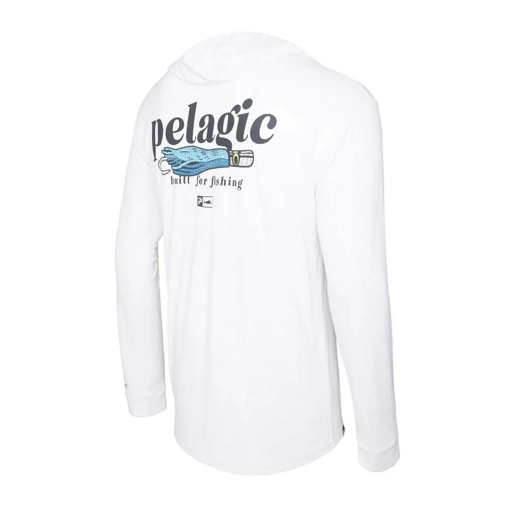 Купить Pelagic 1015243007-WHT-M Футболка с длинным рукавом с защитой от ультрафиолета Aquatek Hood Built For Trollin White M 7ft.ru в интернет магазине Семь Футов
