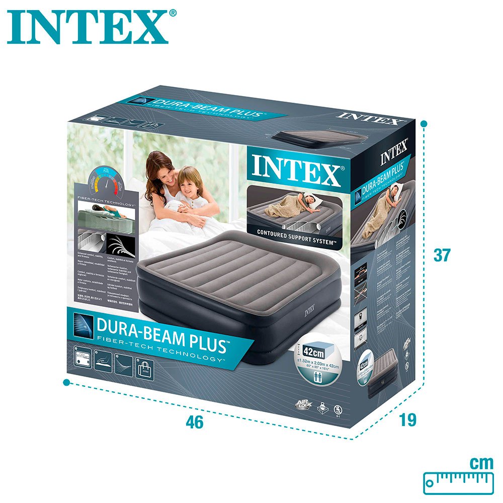 Купить Intex 64136 Dura-Beam Standard Deluxe Pillow N2 Матрас Серый Grey 152 x 203 x 42 cm 7ft.ru в интернет магазине Семь Футов