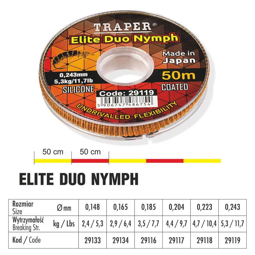 Купить Traper fly 29117 Леска для нахлыста Elite Duo Nymph 50 m Green / Yellow 0.204 mm 7ft.ru в интернет магазине Семь Футов