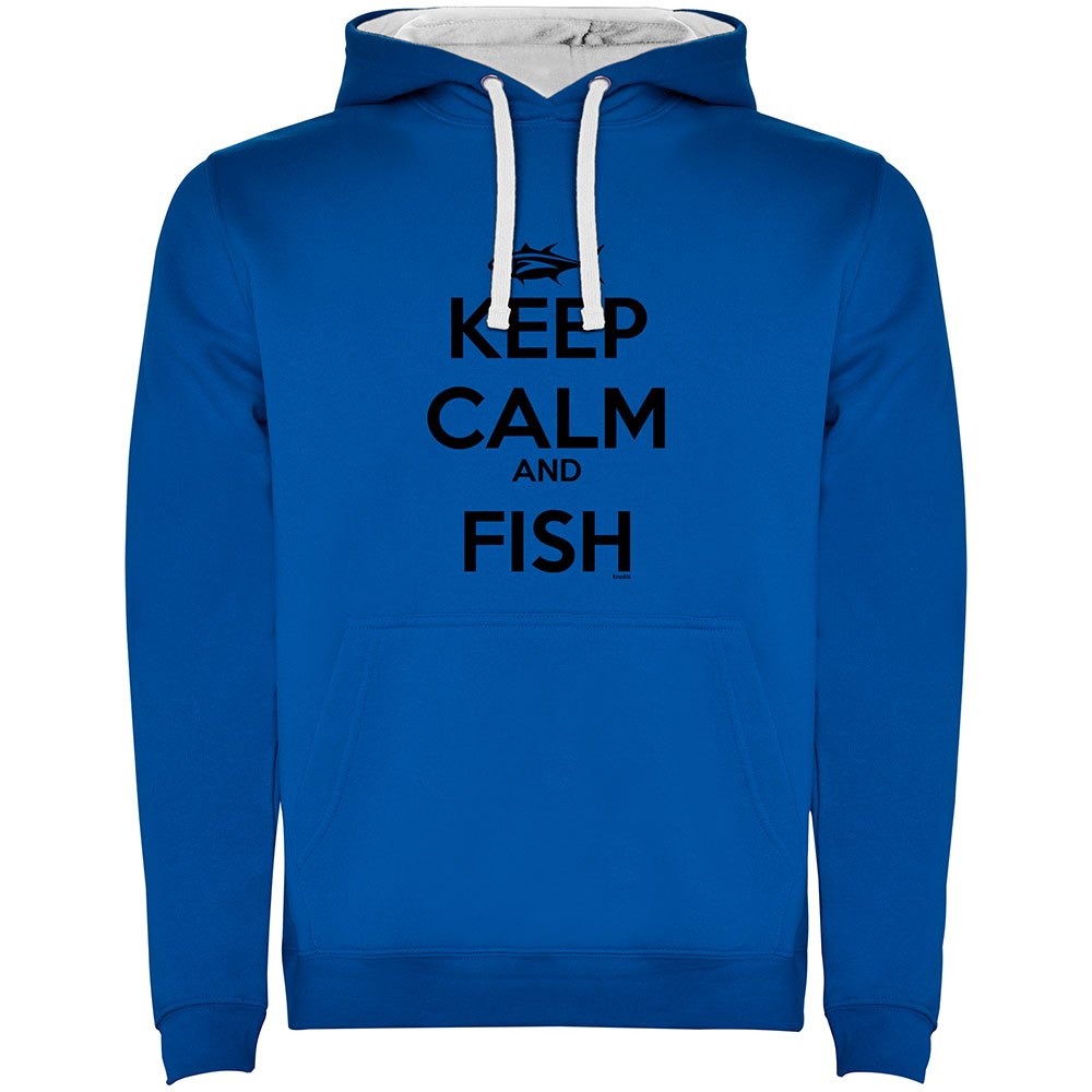 Купить Kruskis SU1067060501S086 Толстовка с капюшоном Keep Calm And Fish Two-Colour Голубой Royal Blue / White 3XL 7ft.ru в интернет магазине Семь Футов