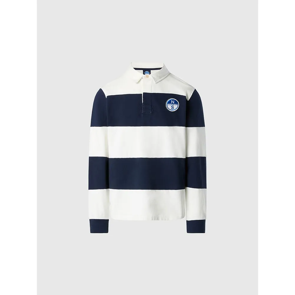 Купить North sails 692338-C001-S Поло с длинным рукавомным рукавом Logo Белая Navy Blue / Marshmallow S 7ft.ru в интернет магазине Семь Футов