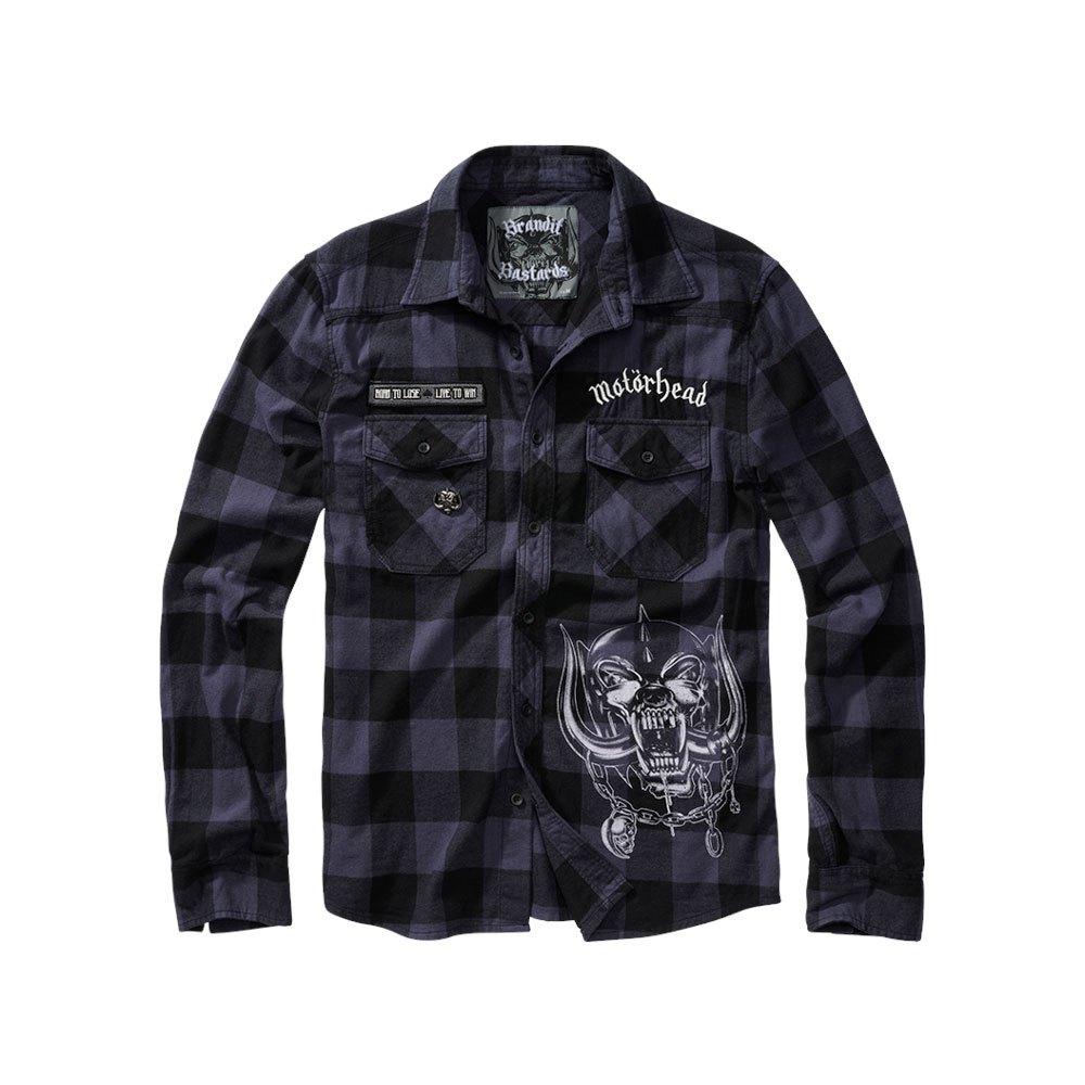 Купить Brandit 61005-28-7XL Рубашка с длинным рукавом Motörhead Серый Black / Grey 7XL 7ft.ru в интернет магазине Семь Футов