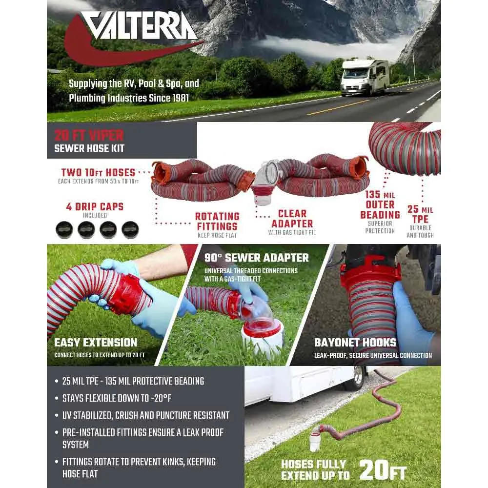 Купить Valterra 800-D040475 канализационный шланг Viper 6.09 m Красный Red 7ft.ru в интернет магазине Семь Футов