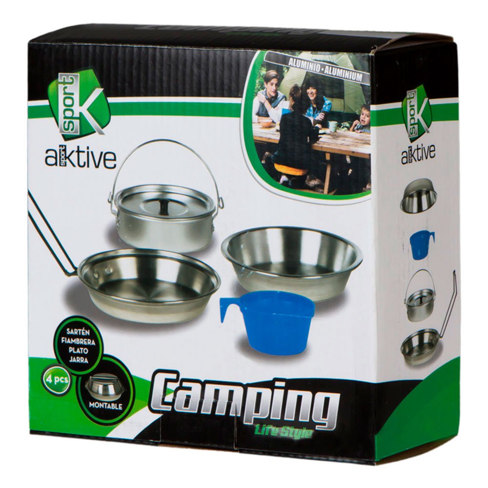 Купить Aktive 52795 Camping Life Style установленный 4 Единицы Серебристый Alluminium / Blue 7ft.ru в интернет магазине Семь Футов