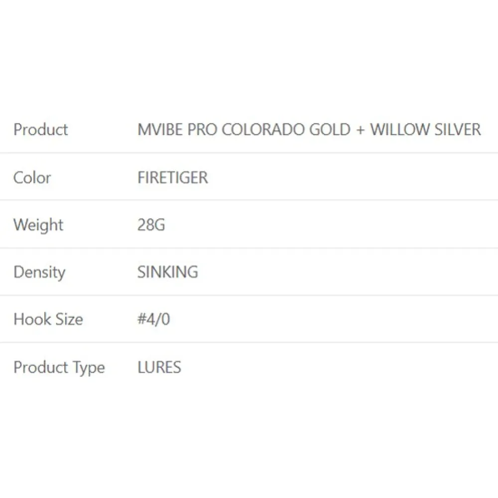Купить Westin P249-099-028-UNIT Spinnerbait Mvibe Pro Colorado Gold Willow Silver 4/0 28g Золотистый Firetiger 7ft.ru в интернет магазине Семь Футов