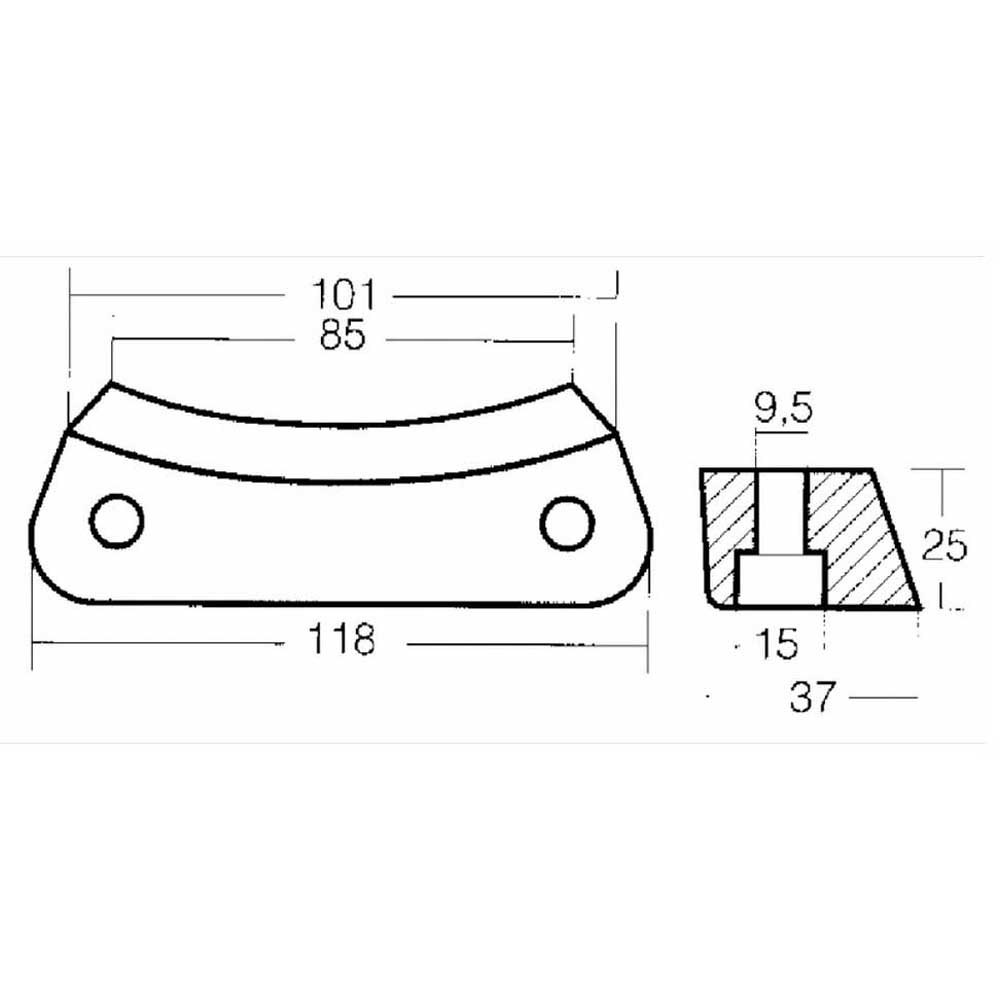 Купить Tecnoseal 2626536A Duo Prop In Алюминиевый стержень Анод  Silver 118 x 37 x 25 mm  7ft.ru в интернет магазине Семь Футов