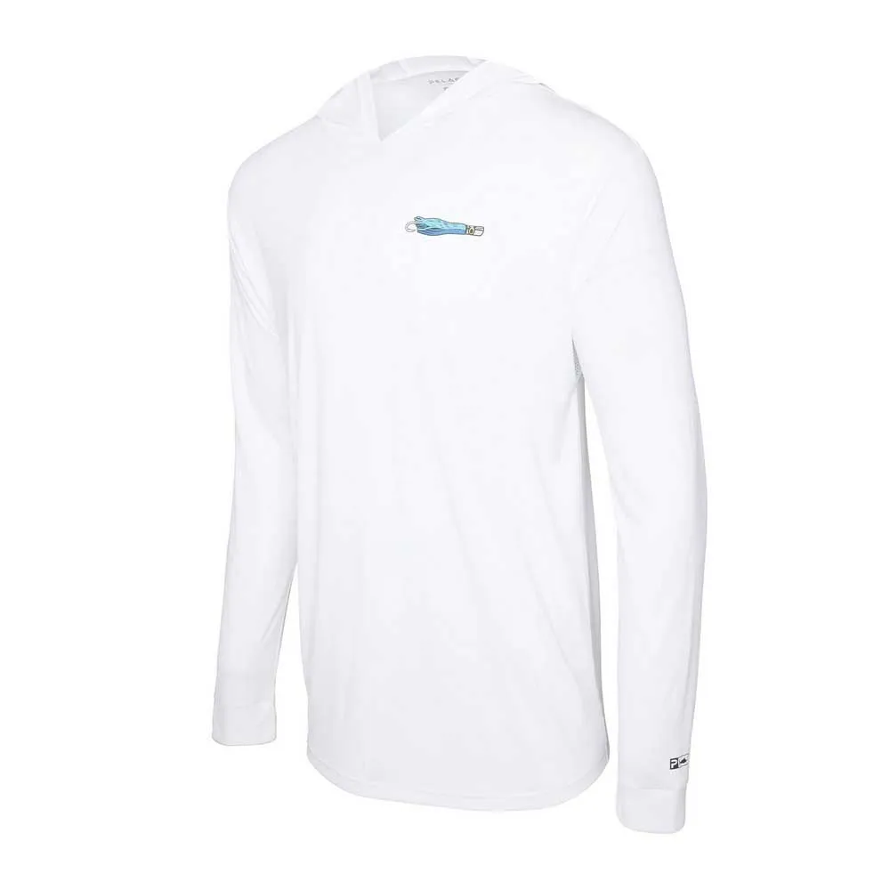 Купить Pelagic 1015243007-WHT-M Футболка с длинным рукавом с защитой от ультрафиолета Aquatek Hood Built For Trollin White M 7ft.ru в интернет магазине Семь Футов