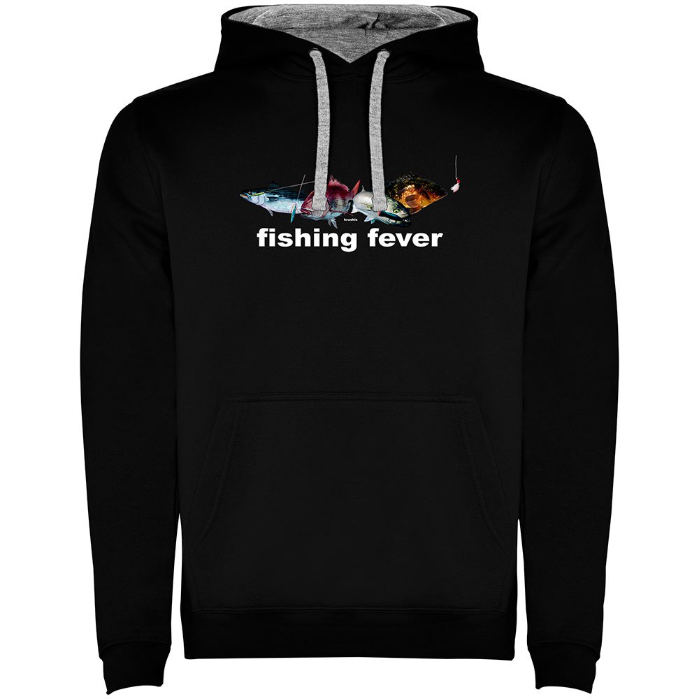 Купить Kruskis SU1067050258K034 Толстовка с капюшоном Fishing Fever Two-Colour Черный Black / Grey 2XL 7ft.ru в интернет магазине Семь Футов