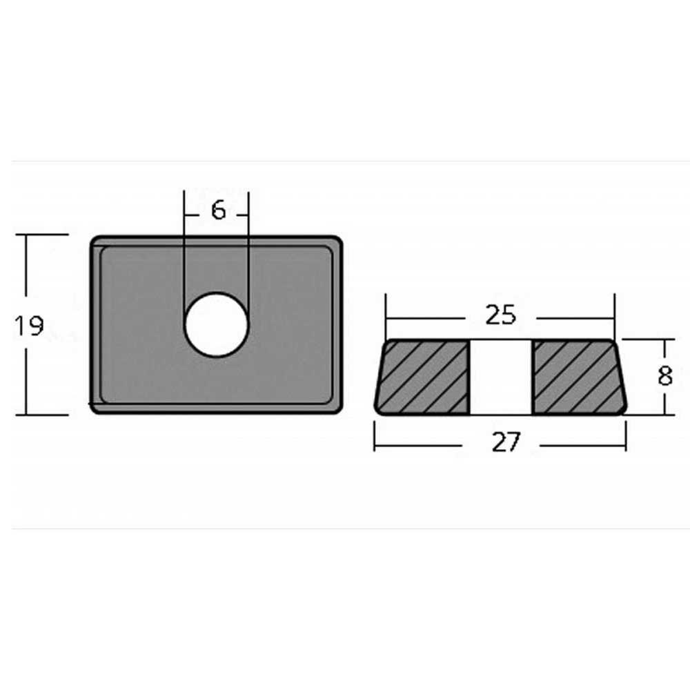 Купить Tecnoseal 2626337 4-9.9HP 4T Маленький анод из цинковой пластины  Silver 19 x 27 x 8 mm  7ft.ru в интернет магазине Семь Футов