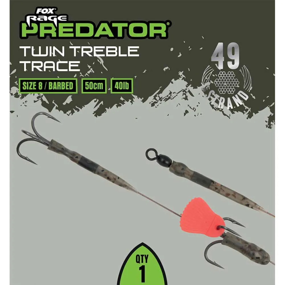 Купить Fox rage FRR023-UNIT связанный крючок Predator Twin 52 cm Silver 8 7ft.ru в интернет магазине Семь Футов