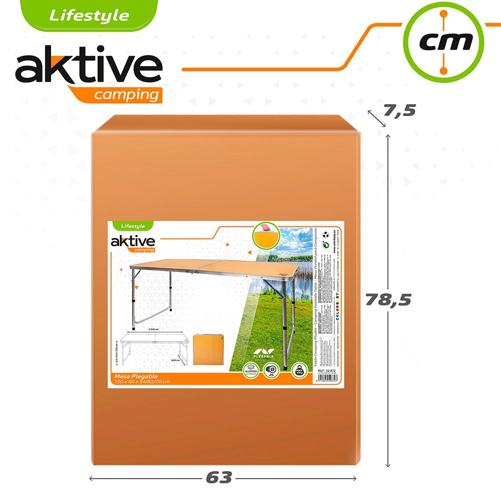 Купить Aktive 52872 деревянный Camping Складной столик регулируется по высоте Коричневый Wood 7ft.ru в интернет магазине Семь Футов
