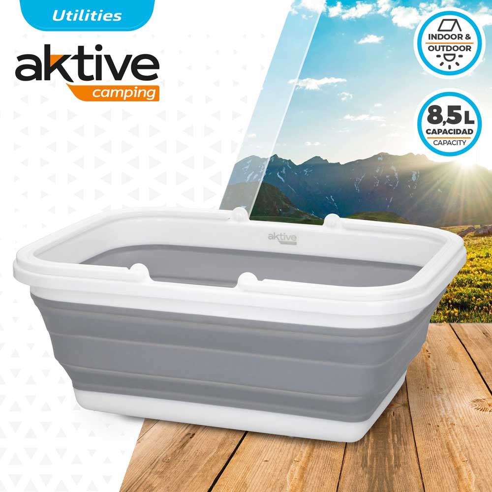 Купить Aktive 52986 Складная корзина 8.5L  Grey / White 38 x 28.8 x 15.5 cm 7ft.ru в интернет магазине Семь Футов