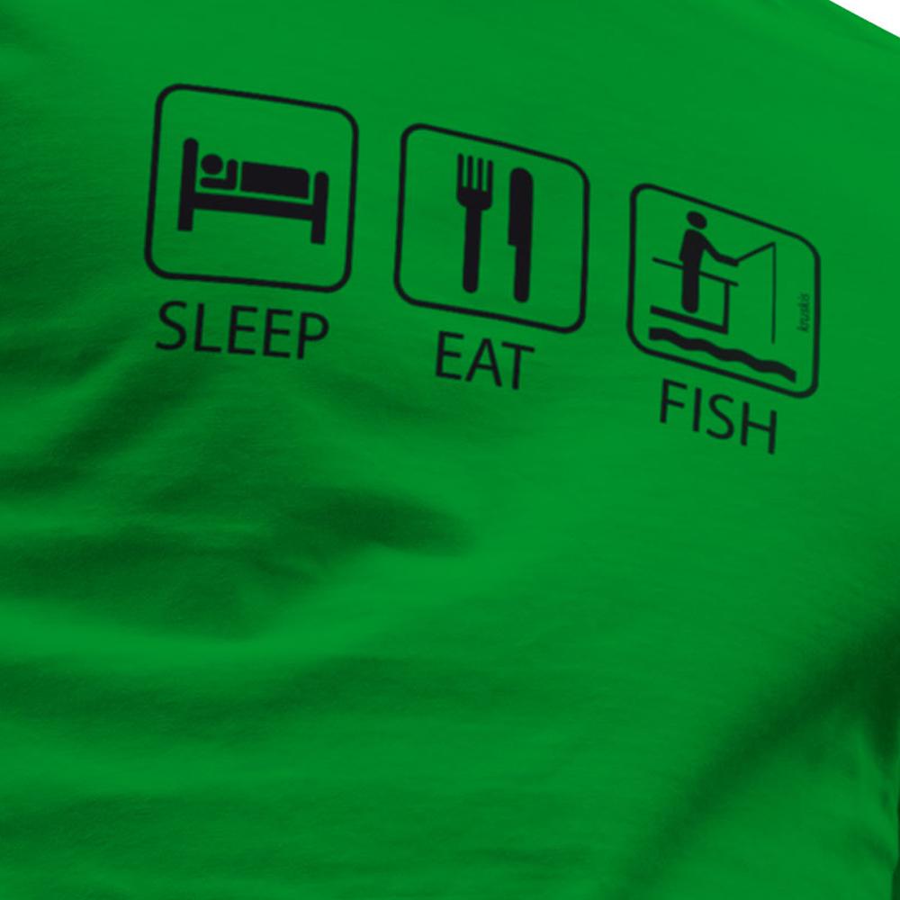 Купить Kruskis CA65500183S007 Футболка с коротким рукавом Sleep Eat And Fish Зеленый Green S 7ft.ru в интернет магазине Семь Футов