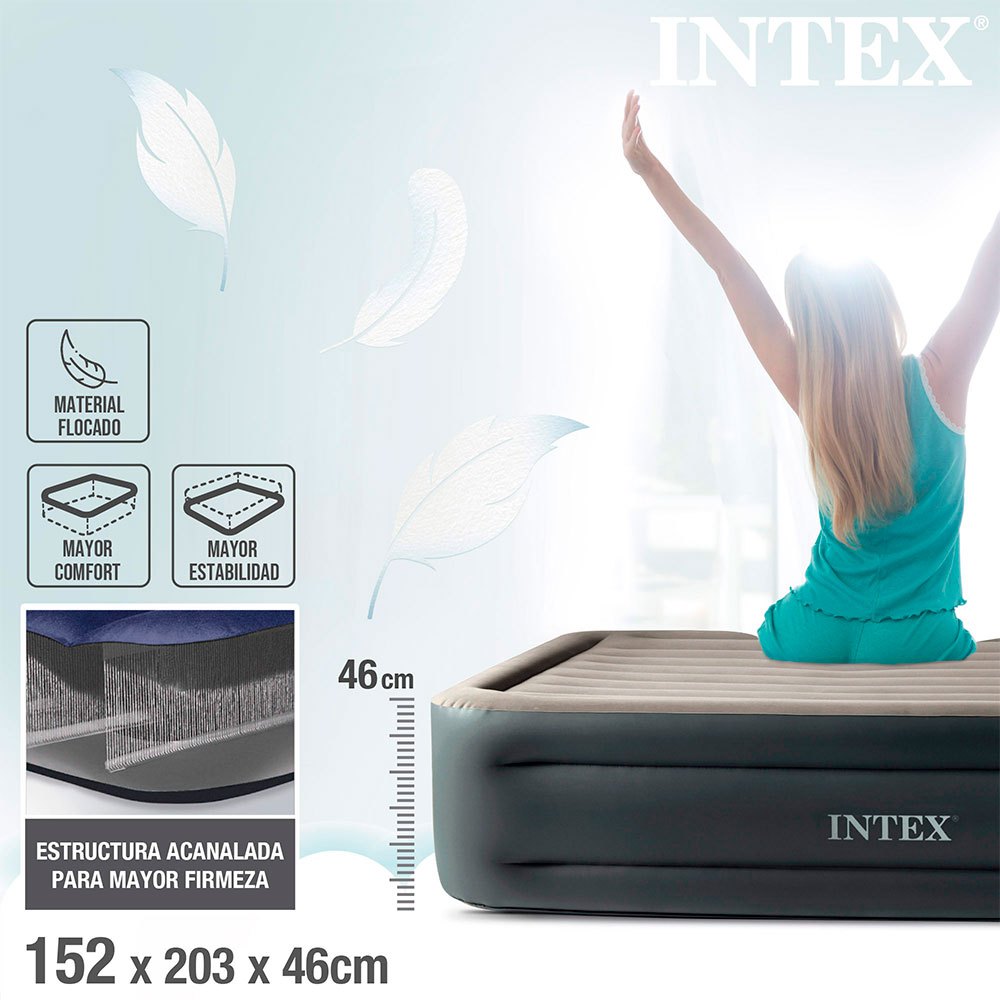 Купить Intex 64126 Essential Rest Двойной матрас Серый Grey 152 x 203 x 46 cm 7ft.ru в интернет магазине Семь Футов