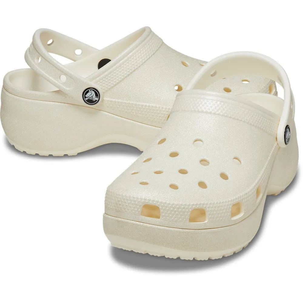 Купить Crocs 207241-0wv-w8 Деревянные башмаки Classic Platform Glitter Chalk 35x25x15 EU 38 7ft.ru в интернет магазине Семь Футов