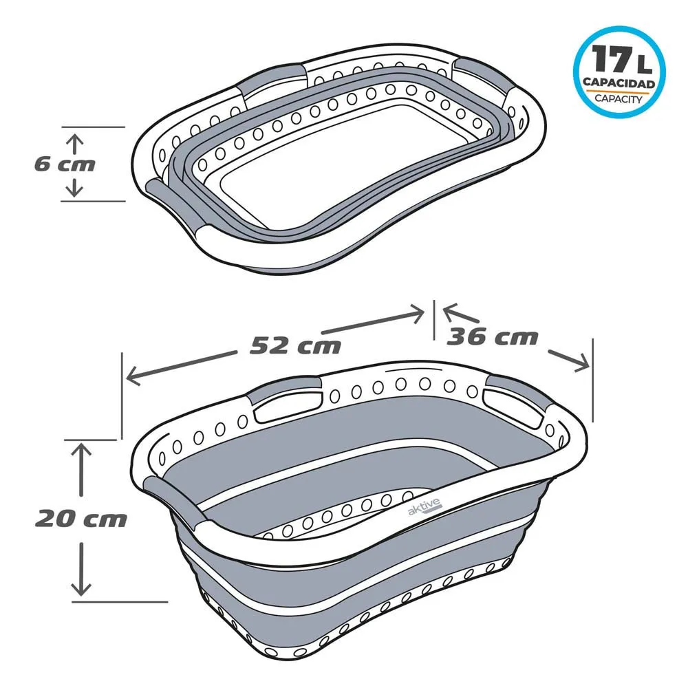 Купить Aktive 63114 складная корзина 17L  White / Grey 7ft.ru в интернет магазине Семь Футов