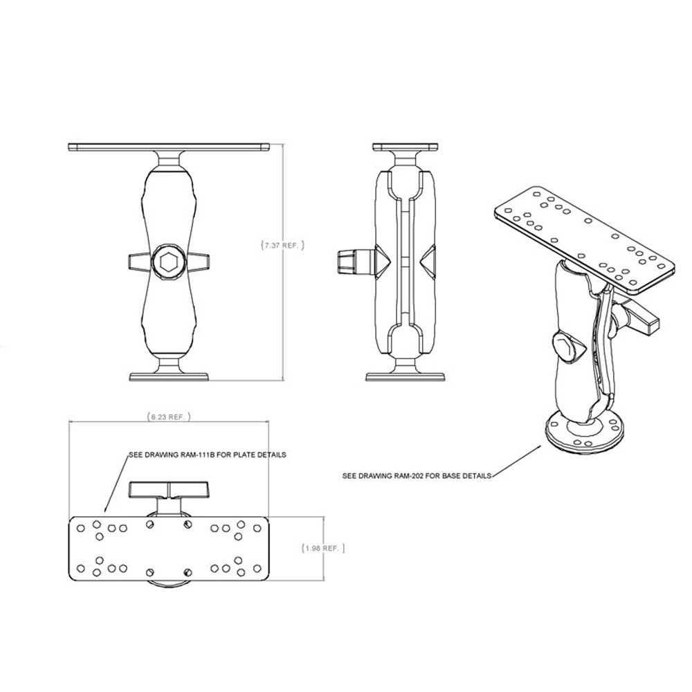 Купить Ram mounts RAM-111U Морское электронное крепление Drill-Down Черный Black 7ft.ru в интернет магазине Семь Футов