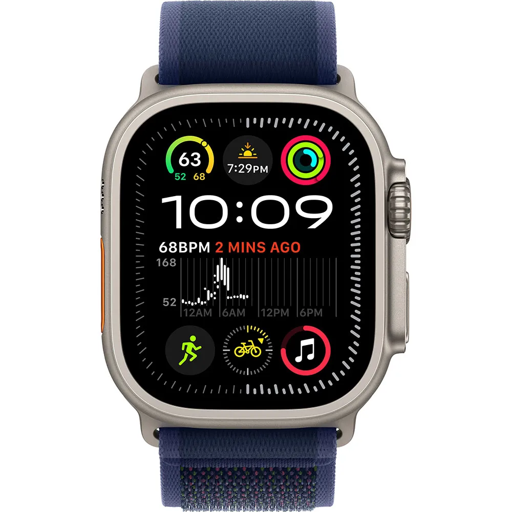 Купить Apple MX4J3TY/A  Watch Ultra 2 GPS + Cellular 49 mm Trail Loop Голубой Natural Titanium / Blue S-M 7ft.ru в интернет магазине Семь Футов