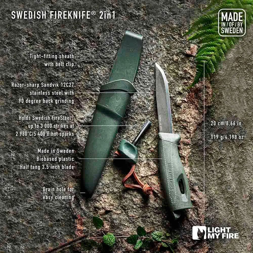 Купить Light my fire LM2121113110 Нож нож Swedish Bio 2in1 Fire Серебристый Sage Green 7ft.ru в интернет магазине Семь Футов