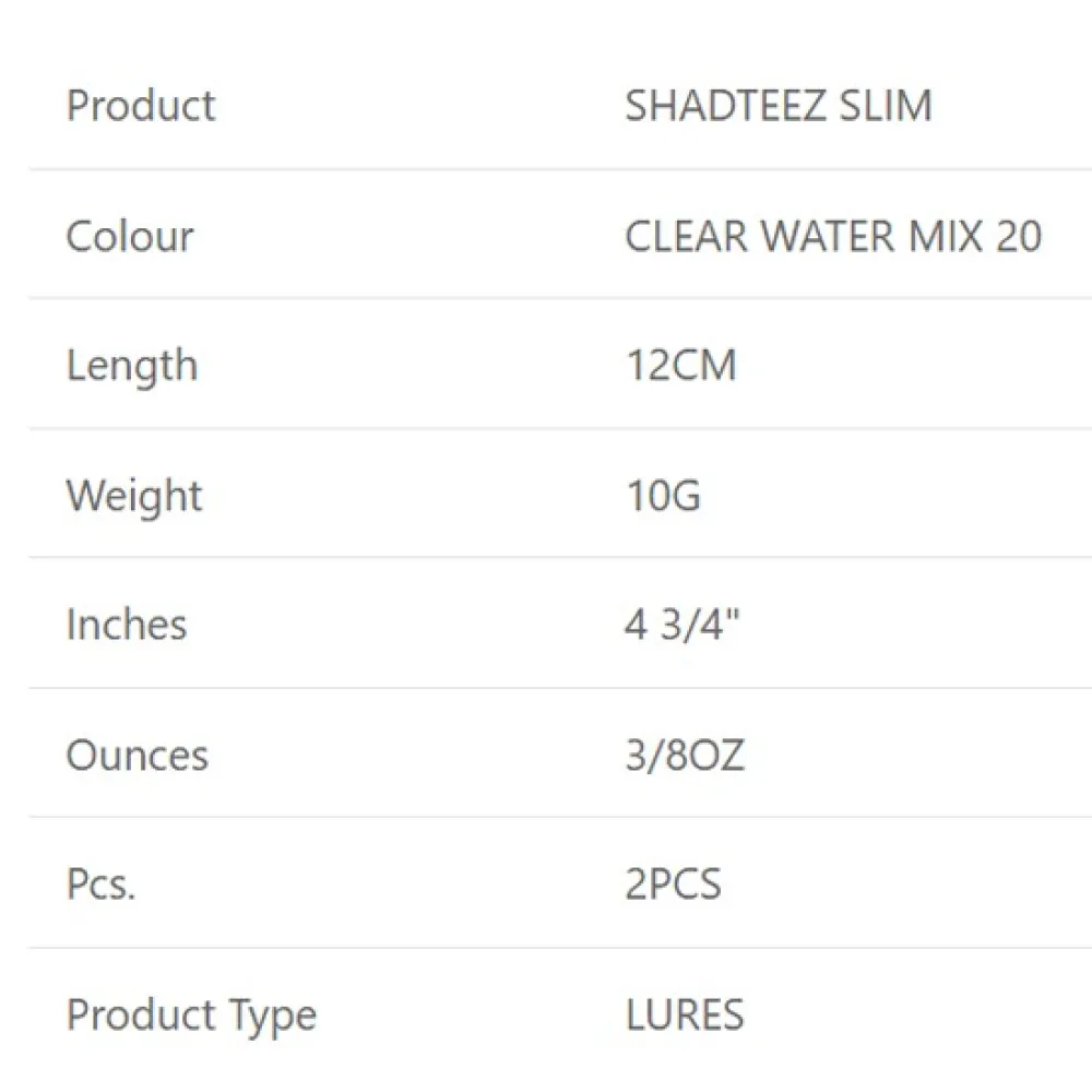 Купить Westin P022-1020-014-UNIT Мягкий приманка Shadteez Slim Clear Water Mix 10g 120 mm 2 Единицы 20 7ft.ru в интернет магазине Семь Футов