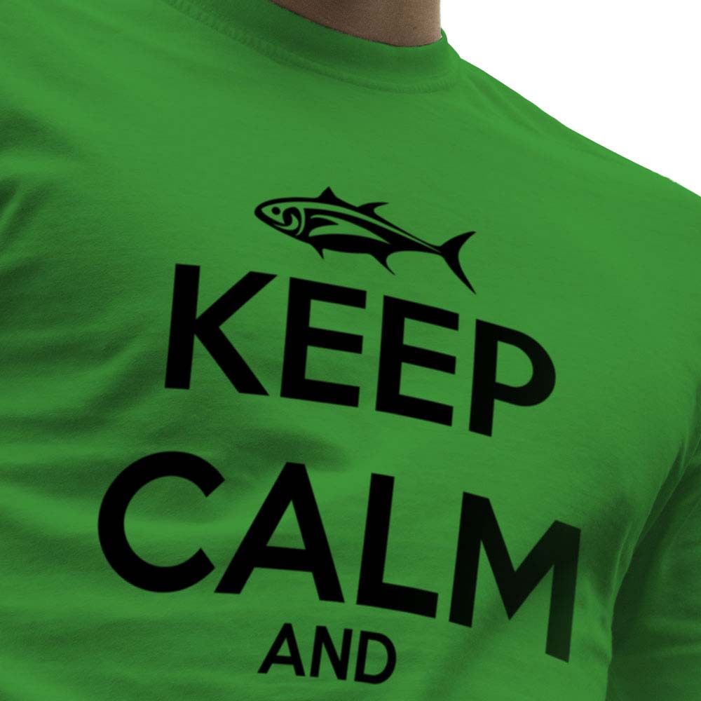 Купить Kruskis CA65500183S086 Футболка с коротким рукавом Keep Calm And Fish Зеленый Green S 7ft.ru в интернет магазине Семь Футов