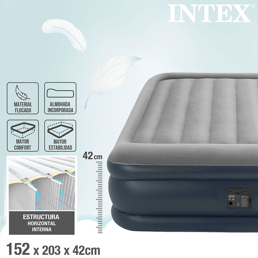 Купить Intex 64136 Dura-Beam Standard Deluxe Pillow N2 Матрас Серый Grey 152 x 203 x 42 cm 7ft.ru в интернет магазине Семь Футов
