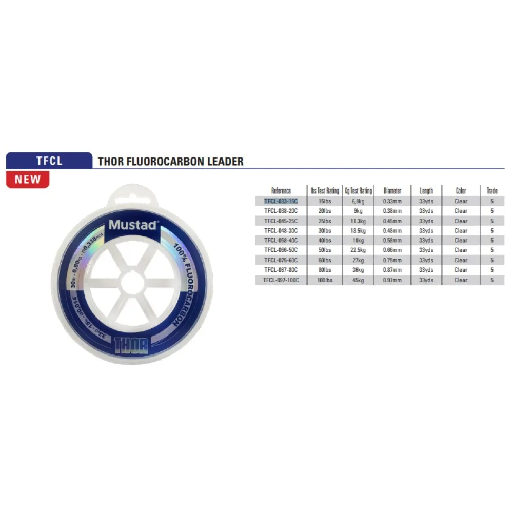 Купить Mustad TFCL-048-30C фторуглерод Thor FC 30 m Серебристый Clear 0.480 mm 7ft.ru в интернет магазине Семь Футов
