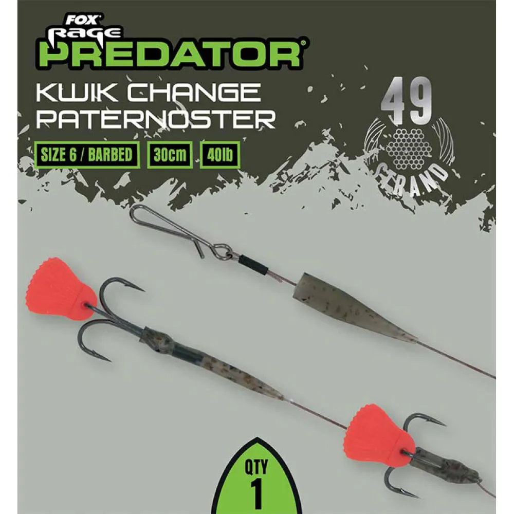 Купить Fox rage FRR026-UNIT связанный крючок Predator Kwik Change Paternoster 30 cm Silver 4 7ft.ru в интернет магазине Семь Футов