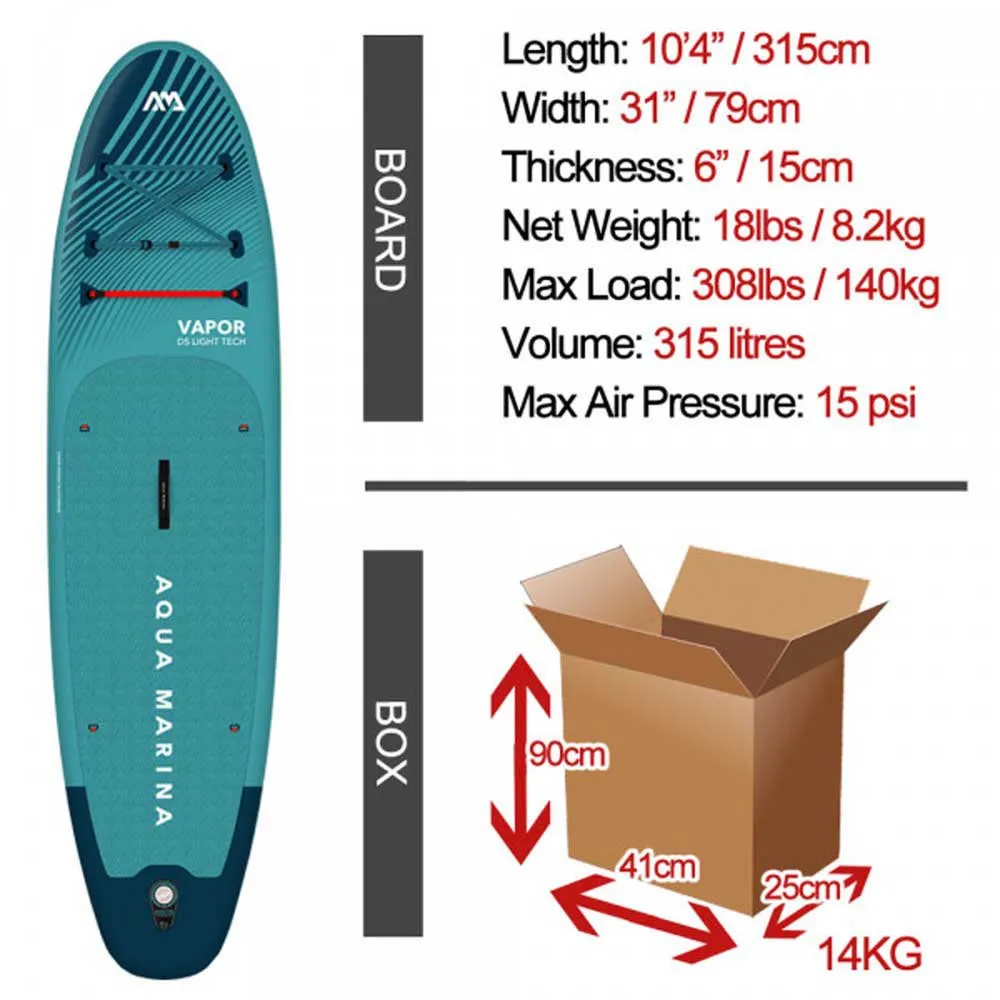 Купить Aqua marina bt-23vap Надувной комплект для падлбординга Vapor 10´4´´ Aqua Splash 44x26x95 315 cm 7ft.ru в интернет магазине Семь Футов