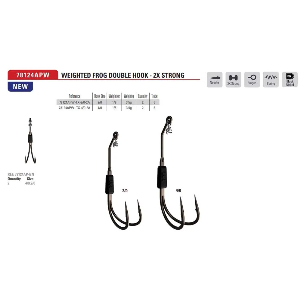 Купить Mustad 78124APW-BN-4/0-2A Двойной Крючок Frog 2X Strong PW  Black Nickel 4/0 7ft.ru в интернет магазине Семь Футов