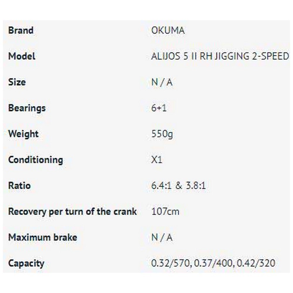 Купить Okuma AJ-5II Alijos 2 Speed Катушка для джиггинга Серебристый Silver Ratio: 6.4:1-3.8:1  7ft.ru в интернет магазине Семь Футов