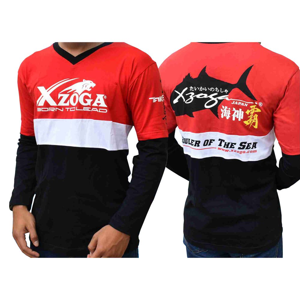 Купить Xzoga 722486 Футболка с длинным рукавом V Neck CT3 Красный Red / White / Black L 7ft.ru в интернет магазине Семь Футов