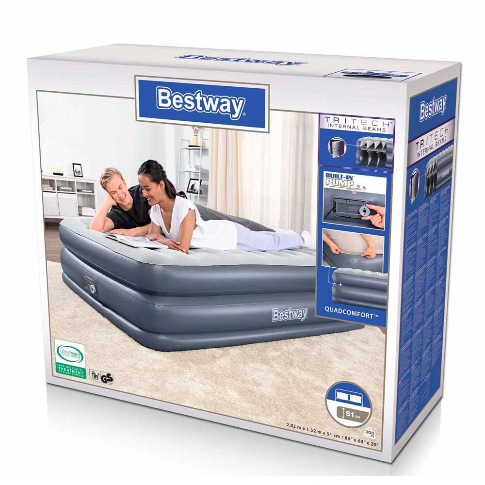 Купить Bestway 67925 Tritech Quadcomfort Queen Встроенный насос с двойной надувной кроватью Blue 203x152x51cm 7ft.ru в интернет магазине Семь Футов