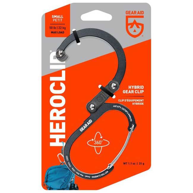 Купить Gear aid 210012010 Heroclip® Small карабин клип  Stealth Black 7ft.ru в интернет магазине Семь Футов