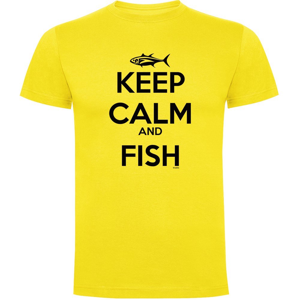 Купить Kruskis CA65500503S086 Футболка с коротким рукавом Keep Calm And Fish Желтый Yellow 2XL 7ft.ru в интернет магазине Семь Футов