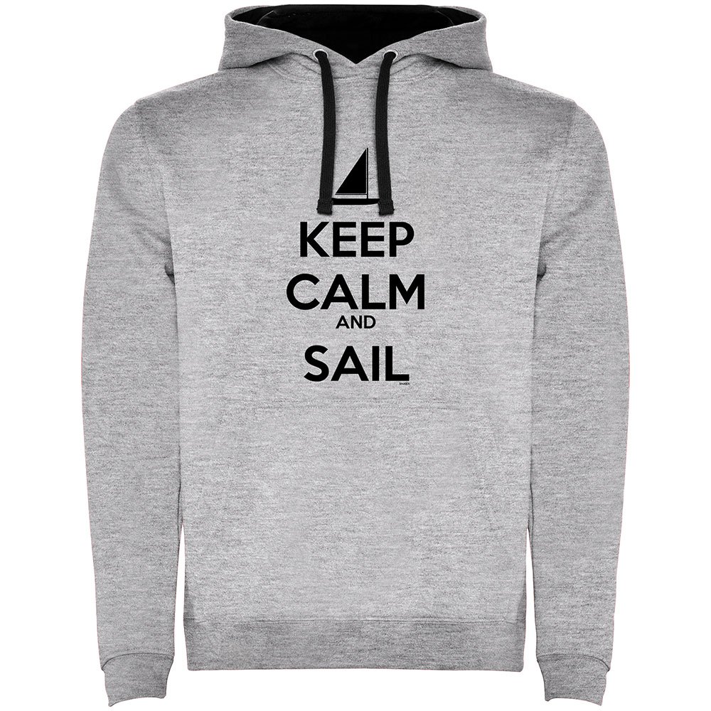 Купить Kruskis SU1067025802S090 Толстовка с капюшоном Keep Calm And Sail Two-Colour Серый Heather Grey / Black M 7ft.ru в интернет магазине Семь Футов