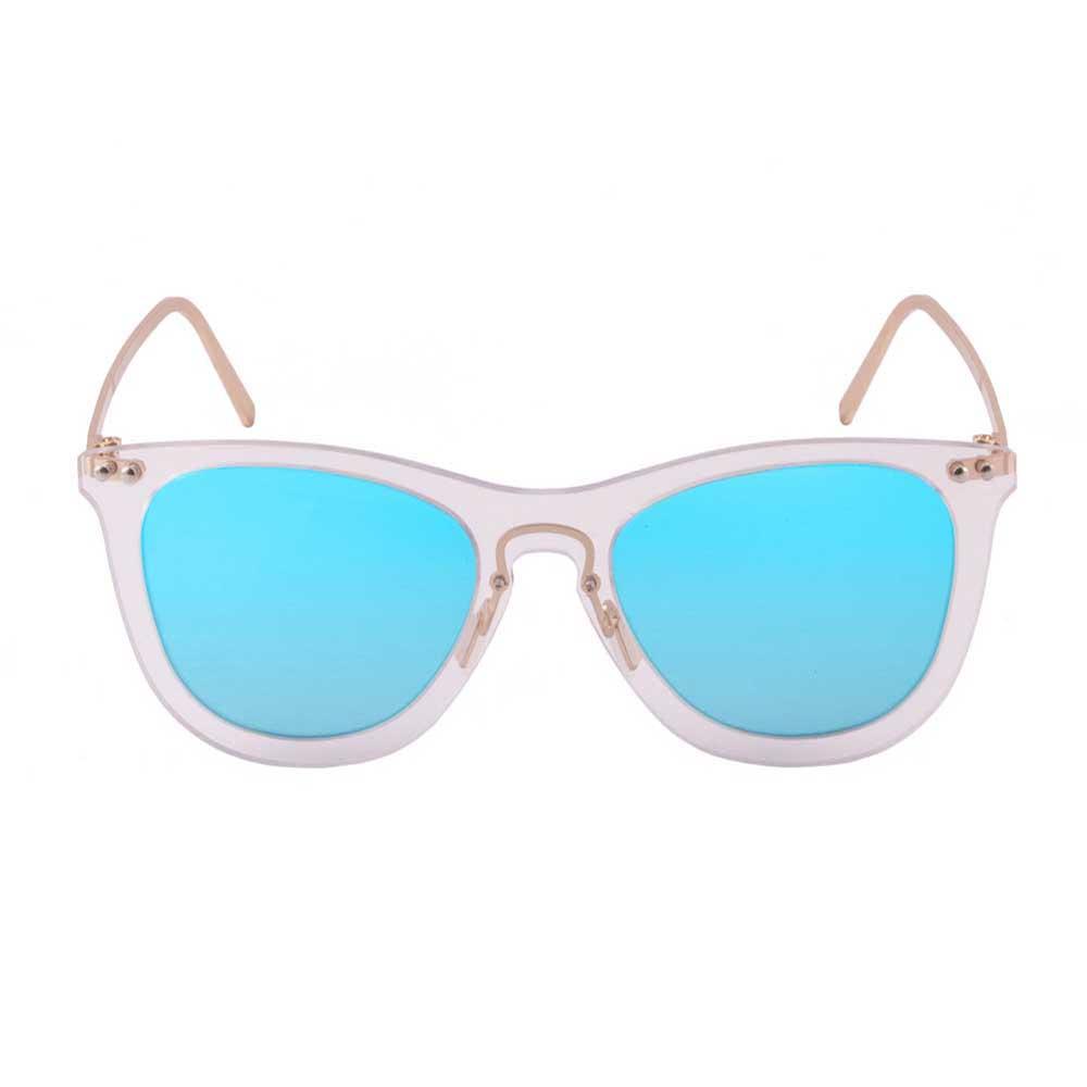 Купить Ocean sunglasses 23.22 Солнцезащитные очки Genova Blue Sky Mirror Transparent White / Metal Gold Temple/CAT2 7ft.ru в интернет магазине Семь Футов