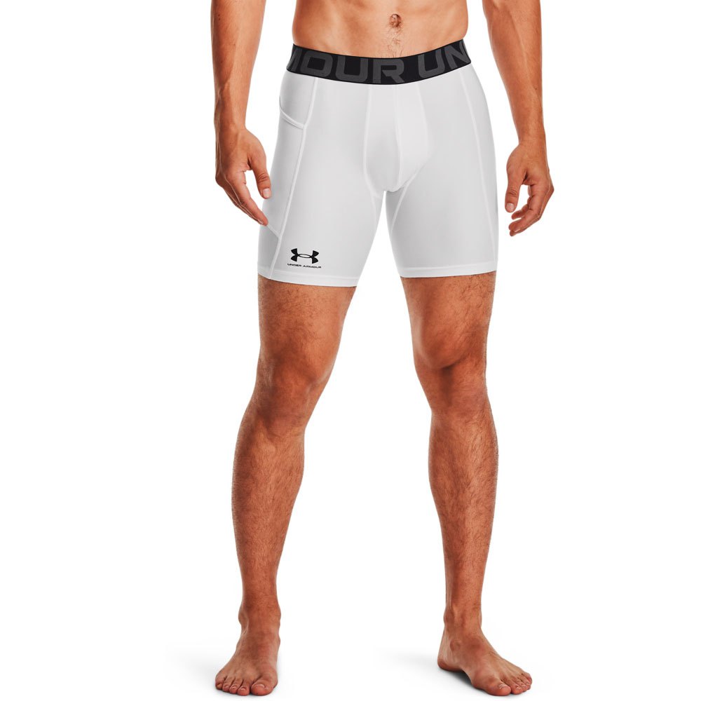 Купить Under armour 1361596-100-LG Компрессионные шорты HeatGear Белая White / Black L 7ft.ru в интернет магазине Семь Футов