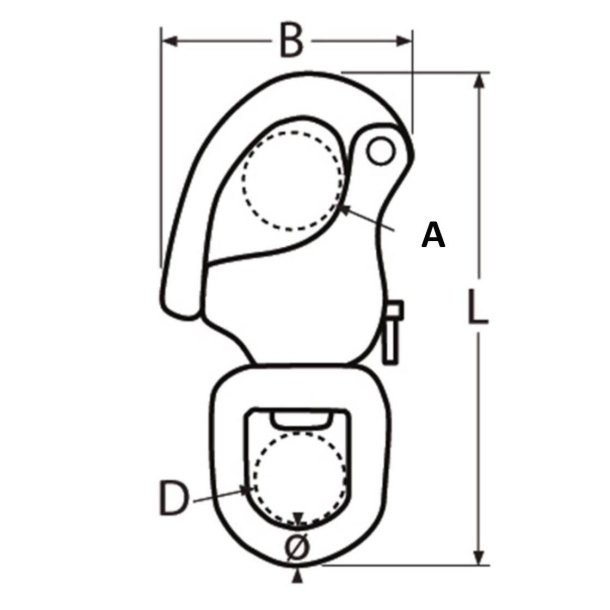 Купить Euromarine MDEO1284 Карабин с поворотной дужкой-фалардом Серебристый Grey 128 mm 7ft.ru в интернет магазине Семь Футов