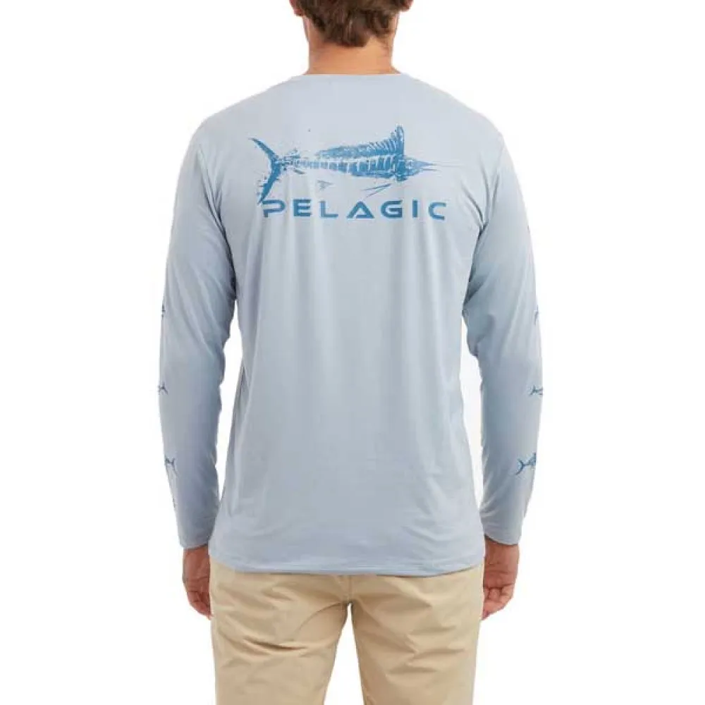 Купить Pelagic 1015223002-SLT-S Футболка с длинным рукавом Stratos Gyotaku Fish Slate S 7ft.ru в интернет магазине Семь Футов