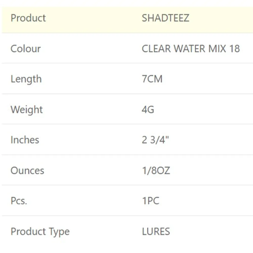 Купить Westin P023-1018-005-UNIT Мягкий приманка Shadteez Clear Water Mix 4g 70 mm 4 Единицы 18 7ft.ru в интернет магазине Семь Футов